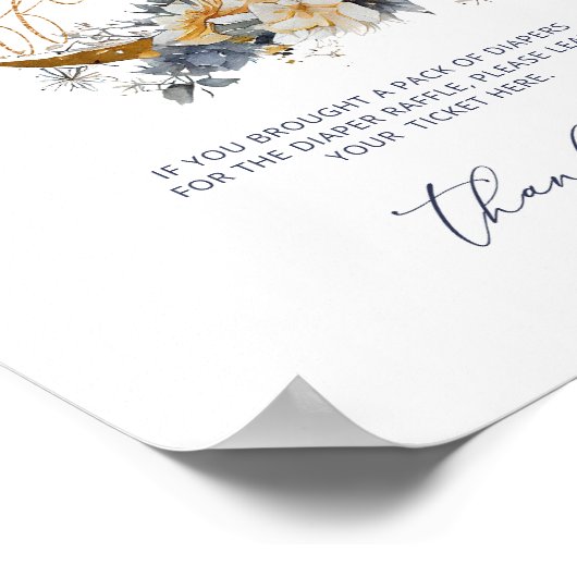 ネイビー金ゴールドの月おむつラッフルポスター ポスター (角)