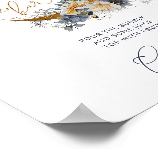 ネイビー金ゴールドの月の赤ちゃんシャワーMom-osaバー ポスター (角)