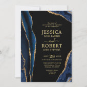 ネイビー金ゴールドアゲートストーン結婚式招待状 招待状 (正面)