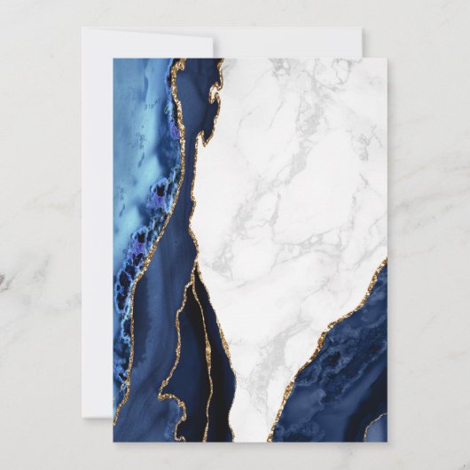 ネイビー金ゴールドアゲートマーブルサプライズ70誕生日 招待状 (裏面)