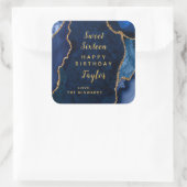 ネイビー金ゴールドアゲートSweet sixteenハッピーバースデー スクエアシール (バッグ)