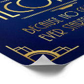 ネイビー金ゴールドアールデコアルコールサラダ引用文サインプリント ポスター (角)