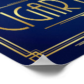 ネイビー金ゴールドアールデコシガーバーサインプリント ポスター (角)