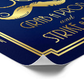 ネイビー金ゴールドアールデコフォトブースのサインプリント ポスター (角)