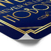 ネイビー金ゴールドアールデコ少し甘いサインプリント ポスター (角)