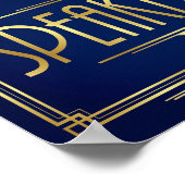 ネイビー金ゴールドアールデコSPEAKKEASYサインプリント ポスター (角)