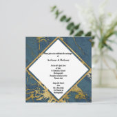 ネイビー金ゴールドインスパイア大理石抽象芸術結婚金ゴールド2 招待状 (スタンド正面)