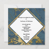 ネイビー金ゴールドインスパイア大理石抽象芸術結婚金ゴールド2 招待状 (正面)
