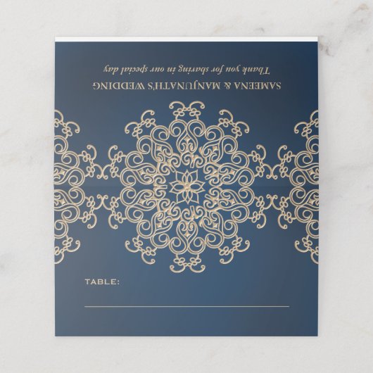 ネイビー金ゴールドインディアンスタイルテント座席表 プレイスカード (外部開封)