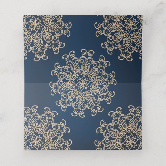 ネイビー金ゴールドインディアンスタイルテント座席表 プレイスカード (内部開封)