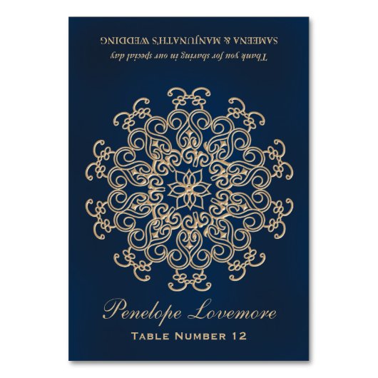 ネイビー金ゴールドインディアンスタイルDIYテント座席表 テーブルナンバー (正面)