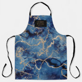 ネイビー金ゴールドウェーブビューティシアンサロンモノグラム エプロン (正面)