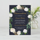 ネイビー金ゴールドウォーターカラーリースキンセアニェラ招待状 招待状 (スタンド正面)