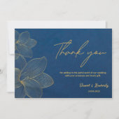 ネイビー金ゴールドエレガントなウェディング感謝していカード サンキューカード (正面)