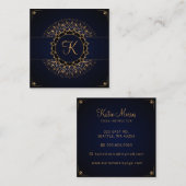 ネイビー金ゴールドエレガントマンダラヨガインストラクター スクエア名刺 (正面/裏面)