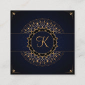 ネイビー金ゴールドエレガントマンダラヨガインストラクター スクエア名刺 (正面)