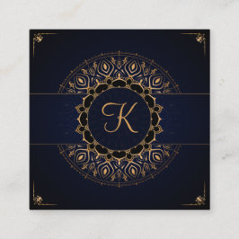 ネイビー金ゴールドエレガントマンダラヨガインストラクター スクエア名刺