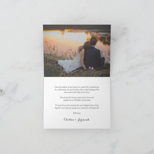 ネイビー金ゴールドカスタムアールデコ写真サンキューカード サンキューカード (内部)