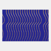 ネイビー金ゴールドクリスマスツリースノーフレーク波線 ラッピングペーパーシート (正面2)