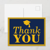 ネイビー金ゴールドグラッドキャップサンキュー ポストカード (正面/裏面)