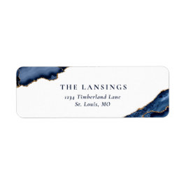 ネイビー金ゴールドグリッターアゲートヘードマーブル ラベル