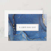 ネイビー金ゴールドグリッターアゲート大理石ギフト証明書 (正面/裏面)