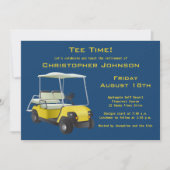 ネイビー金ゴールドゴルフカートリタイアメントパーティの招待状 招待状 (正面)