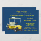 ネイビー金ゴールドゴルフカートリタイアメントパーティの招待状 招待状 (正面/裏面)