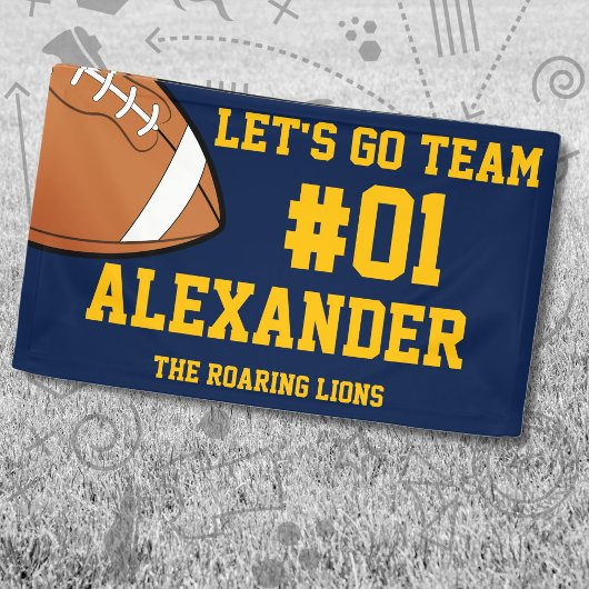 ネイビー金ゴールドサッカーチーム精神 横断幕