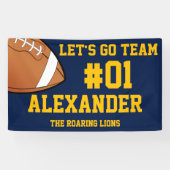 ネイビー金ゴールドサッカーチーム精神 横断幕 (横)