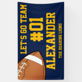 ネイビー金ゴールドサッカーチーム精神 横断幕 (縦)