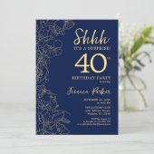 ネイビー金ゴールドサプライズ40歳 招待状 (スタンド正面)