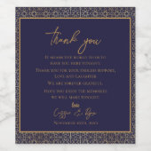 ネイビー金ゴールドサンキューコンビナートデザイン結婚式の引き出物 ワインラベル (シングルラベル)