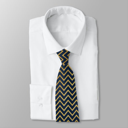 ネイビー金ゴールドシェブロンTIE ネクタイ (タイ)