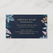 ネイビー金ゴールドシック葉ボタニカルモダン紅葉 名刺 (裏面)