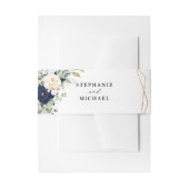 ネイビー金ゴールドシャンパンアイボリー幾何学的な緑 招待状ベリーバンド (正面例)