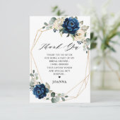 ネイビー金ゴールドシャンパンアイボリー幾何学的ブライダルシャワー サンキューカード (スタンド正面)