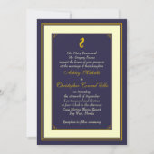 ネイビー金ゴールドシーホース航海の結婚式招待状 招待状 (正面)