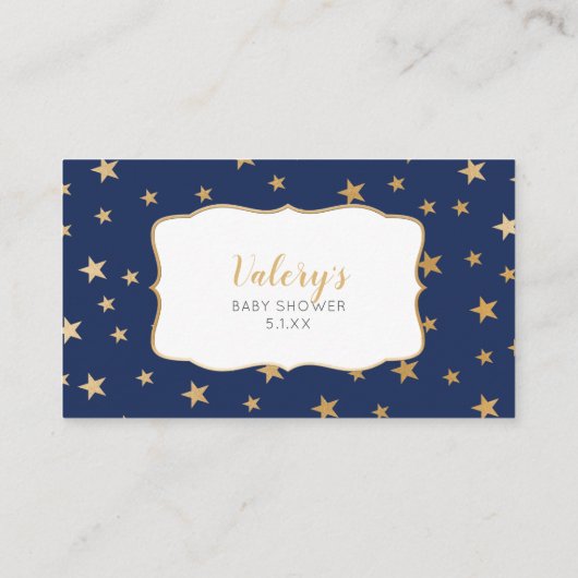 ネイビー金ゴールドスターズ男の子おむつラッフルカード エンクロージャーカード (裏面)