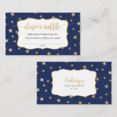 ネイビー金ゴールドスターズ男の子おむつラッフルカード エンクロージャーカード (正面/裏面)