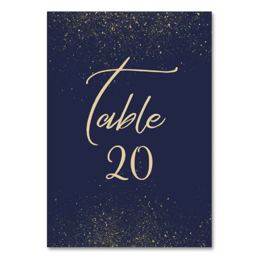 ネイビー金ゴールドスターダスト結婚式 テーブルナンバー (裏面)