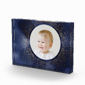 ネイビー金ゴールドスノーフレーククリスマスホリデーフォトブロック フォトブロック (右)