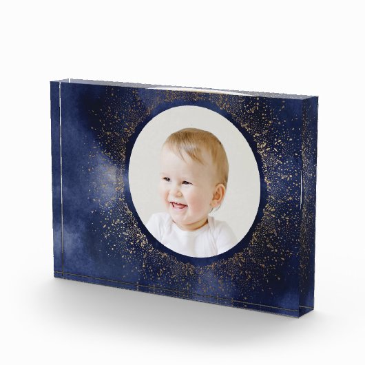 ネイビー金ゴールドスノーフレーククリスマスホリデーフォトブロック フォトブロック (右)