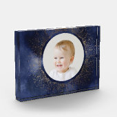 ネイビー金ゴールドスノーフレーククリスマスホリデーフォトブロック フォトブロック (左)