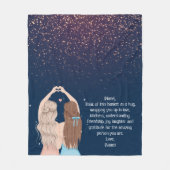 ネイビー金ゴールドスパークルガールズフレンドレター フリースブランケット (正面)