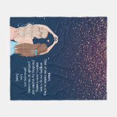 ネイビー金ゴールドスパークルガールズフレンドレター フリースブランケット (正面(横))