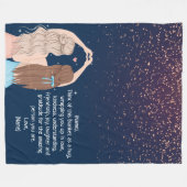 ネイビー金ゴールドスパークルガールズフレンドレター フリースブランケット (正面(横))