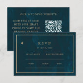 ネイビー金ゴールドス結婚ターズWebサイト | RSVP QRコード エンクロージャーカード (正面/裏面)