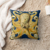 ネイビー金ゴールドタコクール抽象芸術お尻枕 クッション (ブランケット)