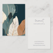 ネイビー金ゴールドトロピカルリーフロゴヘアピンクリップディスプレイ 名刺 (正面/裏面)